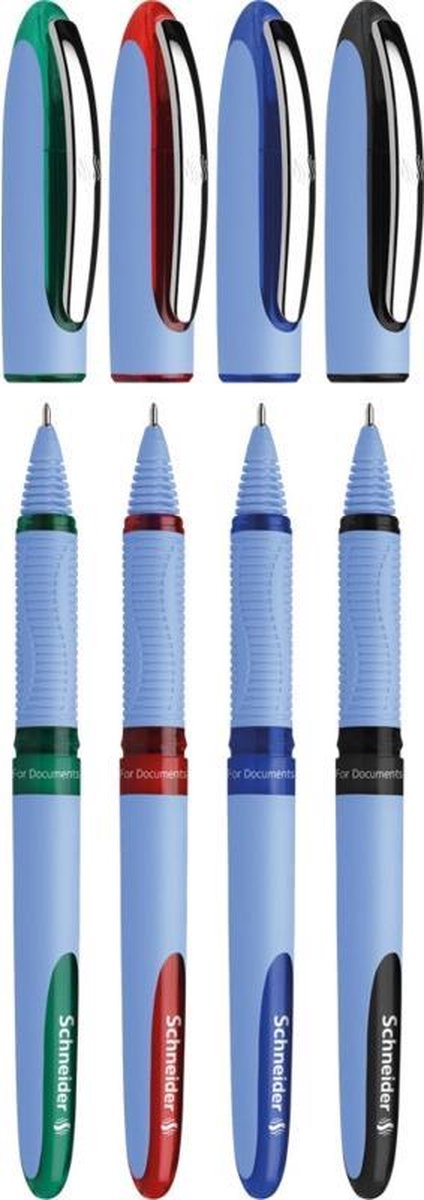 Schneider schrijfwaren schneider rollerball - one hybrid n - naaldpunt - 0,5mm - 4 stuks assorti kleuren - s-183594