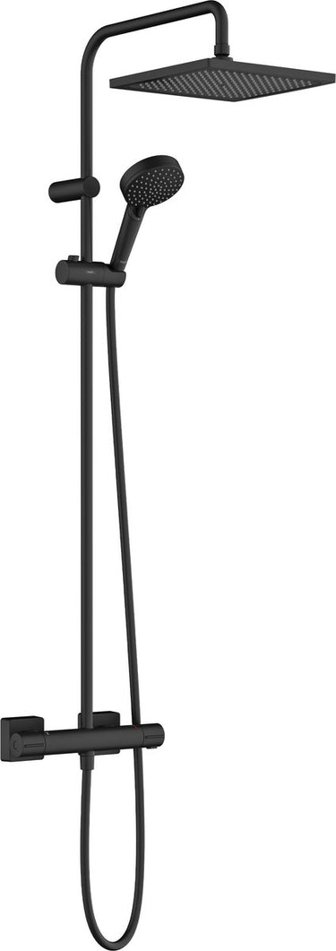 Hansgrohe vernis shape - showerpipe - ecosmart waterbesparend - 240mm maat - 1 straalfunctie - mat zwart - met thermostaat