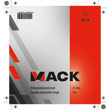 Mack 1006127 - polyamideband rood 25mm-4m | 6 stuks