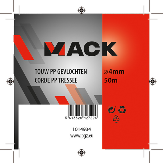 Mack 1014934 - pp gevlochten wit blauw bobijn4mm 50m | 5 stuks
