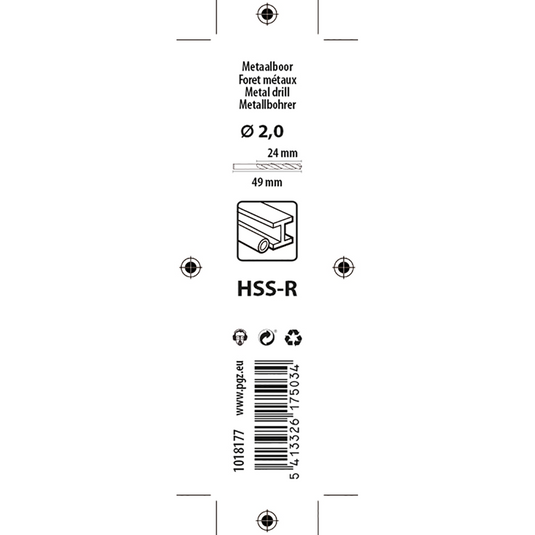 Mack 1018177 - universeelboor hss r ø 2,0 x 49 mm 2st | 5 stuks