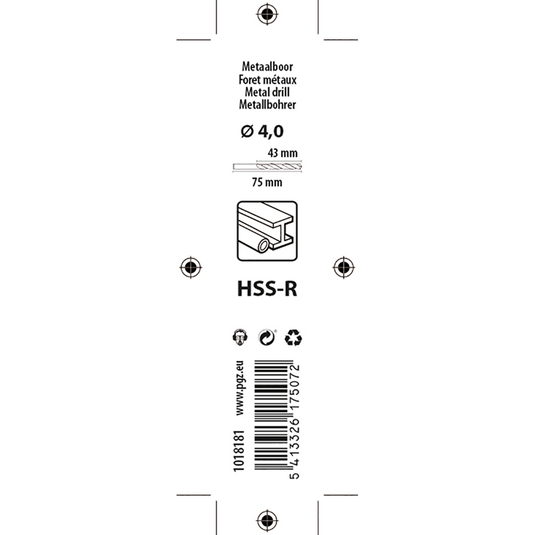 Mack 1018181 - universeelboor hss r ø 4,0 x 75 mm | 5 stuks