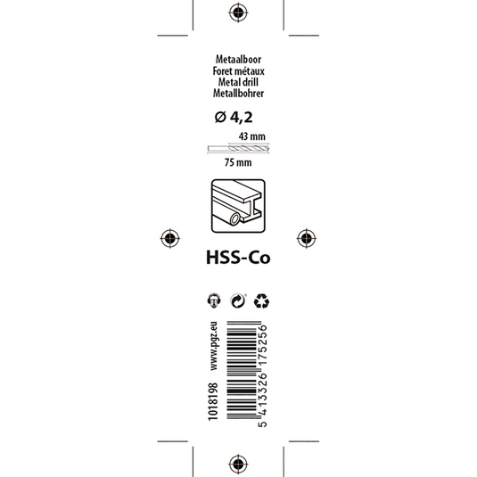 Mack 1018198 - metaalboor hss co5% din 338 ø 4,2 x 75 mm | 5 stuks