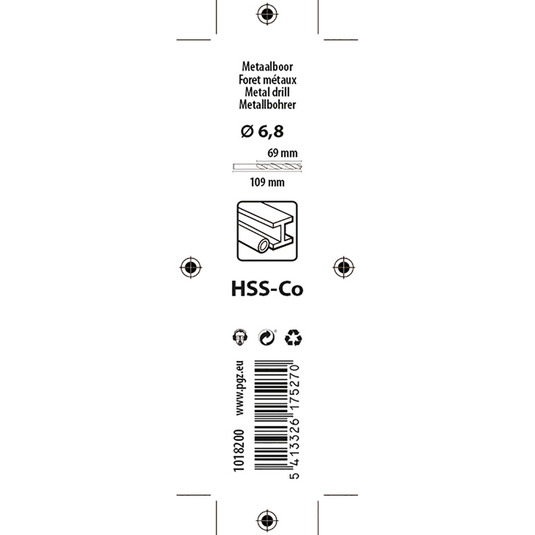 Mack 1018200 - metaalboor hss co5% din 338 ø 6,8 x 109 mm | 5 stuks