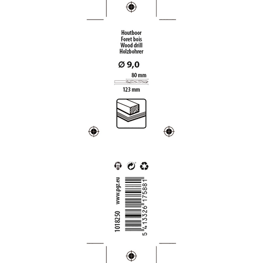 Mack 1018250 - machinehoutboor + centreerpunt ø 9,0 x 123 mm | 5 stuks
