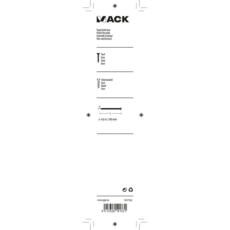 Load image into Gallery viewer, Mack 1017126 - nagel platte kop 180 gr 4,0 x 100 mm | 10 stuks
