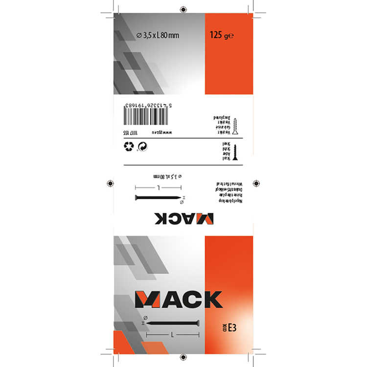 Load image into Gallery viewer, Mack 1017155 - nagel platte kop staal verzinkt 125 gr 3,5 x 80 mm | 5 stuks

