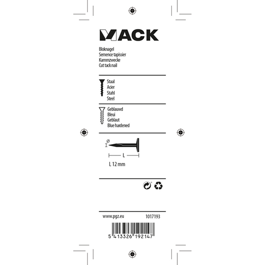 Mack 1017193 - bloknagel staal geblauwd 50 gr12 mm | 10 stuks