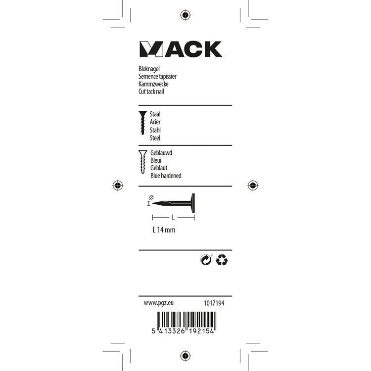 Load image into Gallery viewer, Mack 1017194 - bloknagel staal geblauwd 50 gr14 mm | 10 stuks
