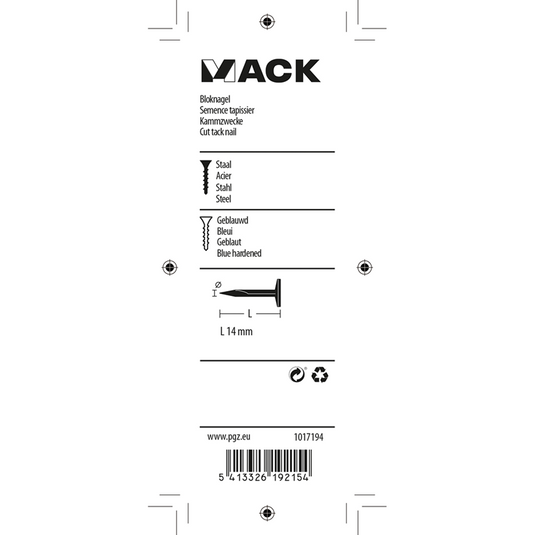 Mack 1017194 - bloknagel staal geblauwd 50 gr14 mm | 10 stuks
