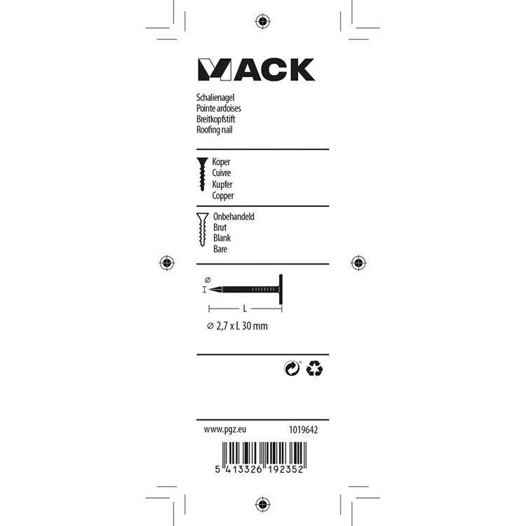 Load image into Gallery viewer, Mack 1019642 - schalienagel koper 30 gr 2,7 x 30mm | 10 stuks
