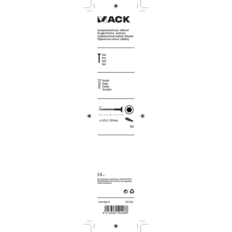 Load image into Gallery viewer, Mack 1017322 - spaanplschr.vzkop-zelfb. geelverz. 4 st 6,0 x 120 mm | 5 stuks
