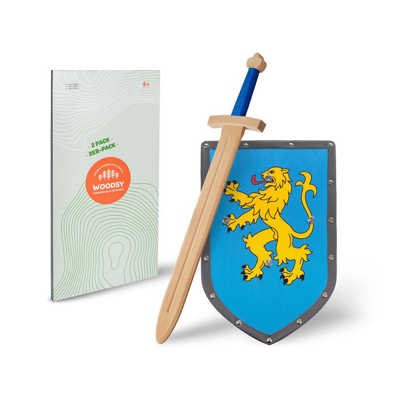 Load image into Gallery viewer, Woodsy houten set zwaard met schild. 4+
