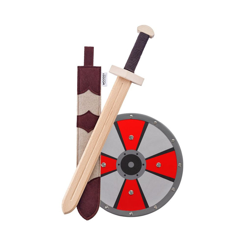Load image into Gallery viewer, Woodsy houten set zwaard met schild. 4+
