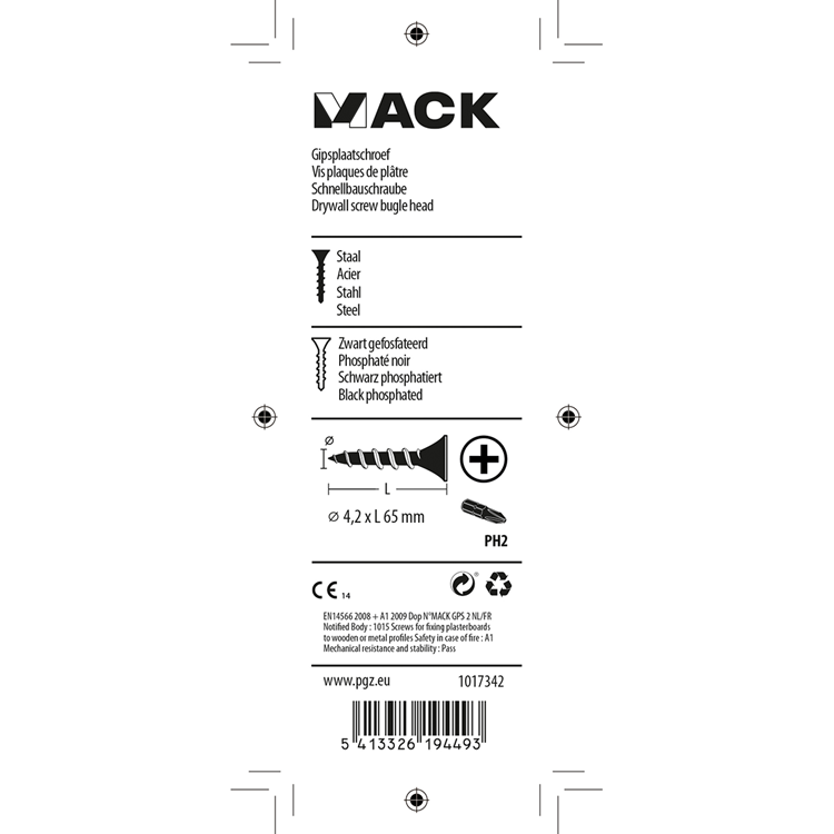 Afbeelding laden in galerijviewer, Mack 1017342 - gipsplaatschroef zwart gefosf. 12 st 4,2 x 65 mm | 10 stuks
