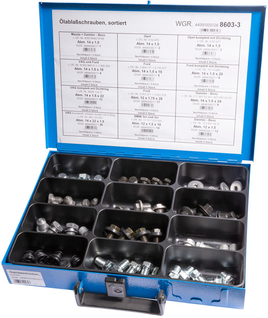 Dresselhaus olieaftapplug assortiment sort.oil drain plugs assortment