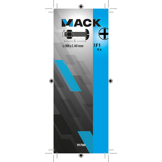 Mack 1017560 - kachelbout + moer staal verzinkt 4 st m8 x 60 mm | 5 stuks