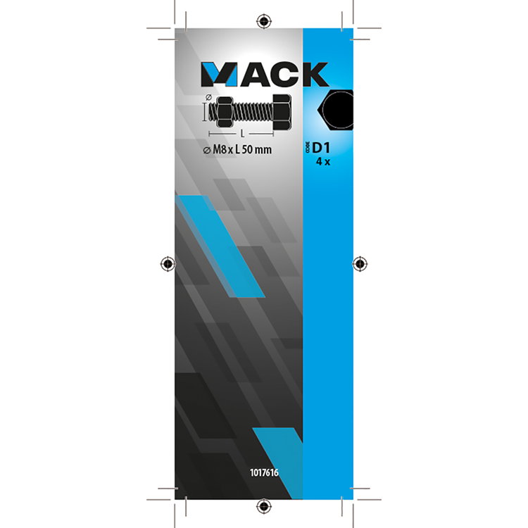 Load image into Gallery viewer, Mack 1017616 - tapbout + moer staal verzinkt 4 st m8 x 50 mm | 10 stuks
