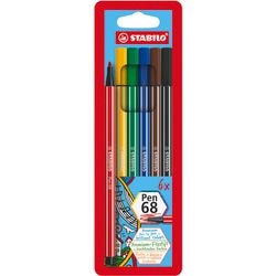 Stabilo viltstift premium pen 68 1 mm verschillende kleuren 6 stuks