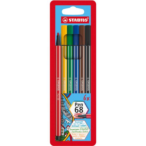 Load image into Gallery viewer, Stabilo viltstift premium pen 68 1 mm verschillende kleuren 6 stuks
