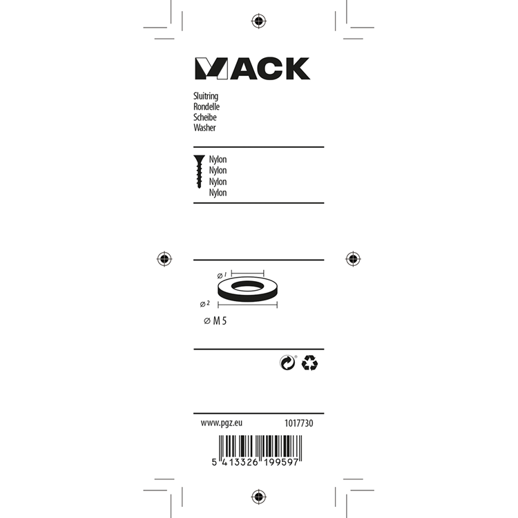 Load image into Gallery viewer, Mack 1017730 - sluitring nylon 10 st m5 | 10 stuks
