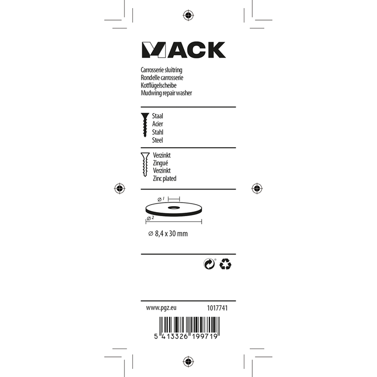 Load image into Gallery viewer, Mack 1017741 - carrosserie sluitring verzinkt12 st 8,4 x 30 mm | 10 stuks
