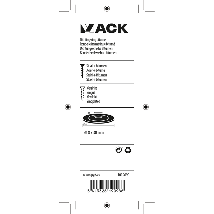 Afbeelding laden in galerijviewer, Mack 1019690 - dichtingsring bitumen verzinkt6 st 8 x 30 mm | 10 stuks
