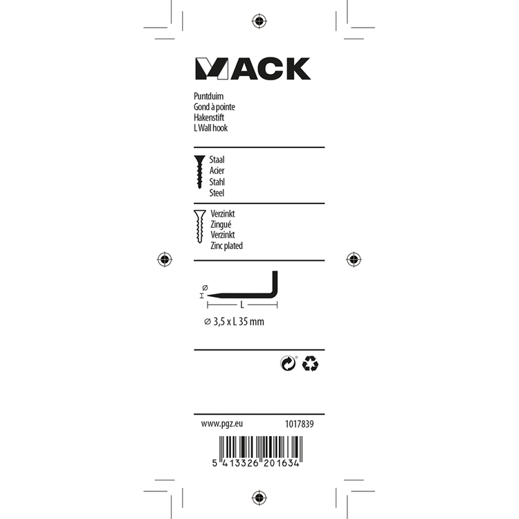 Load image into Gallery viewer, Mack 1017839 - puntduim staal verzinkt 11 st 3,5 x 35 mm | 10 stuks
