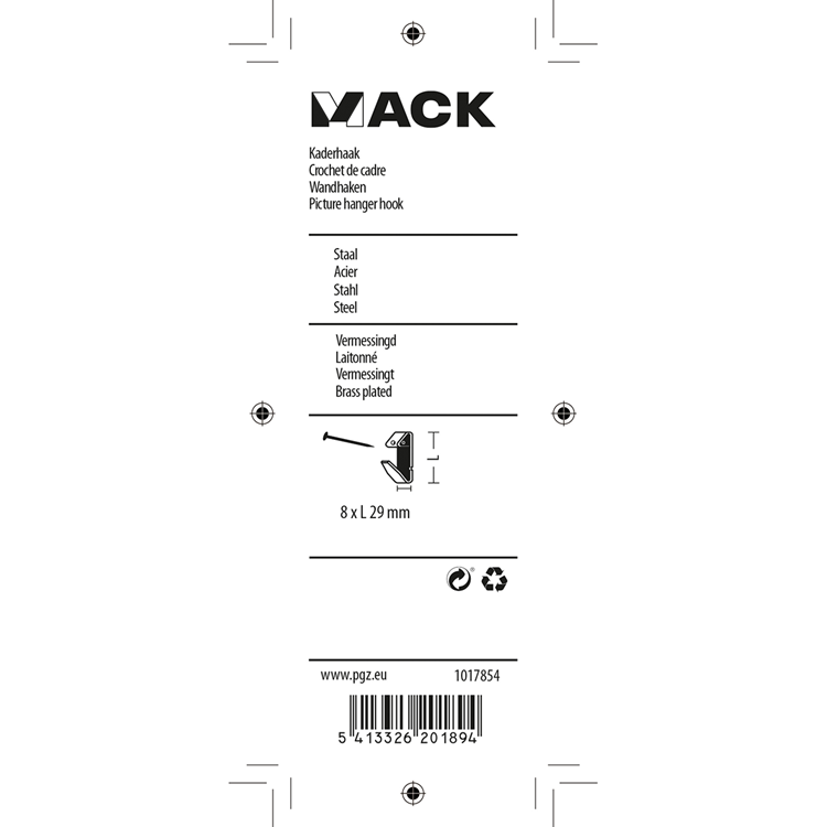 Load image into Gallery viewer, Mack 1017854 - kaderhaak staal vermessingd 10 st 8 x 29 mm | 10 stuks
