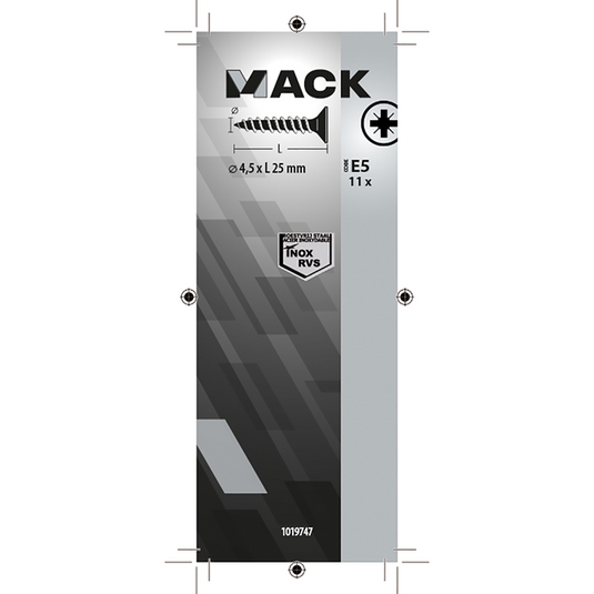 Mack 1019747 - spaanplaatschroef vz kop rvs 11 st 4,5 x 25 mm | 10 stuks