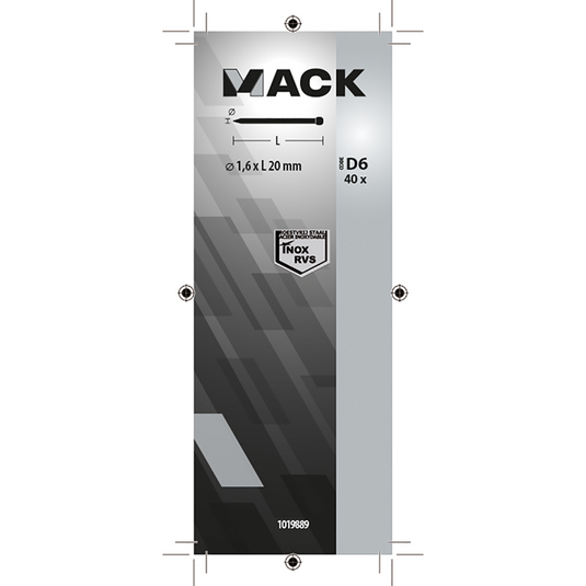Mack 1019889 - nagel ronde kop inox a2 40 st 1,6 x 20 mm | 10 stuks