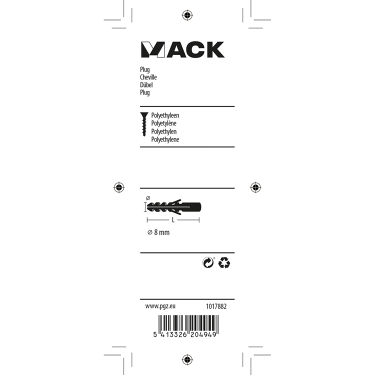 Load image into Gallery viewer, Mack 1017882 - plug polyethyleen 15 st 8 mm | 5 stuks
