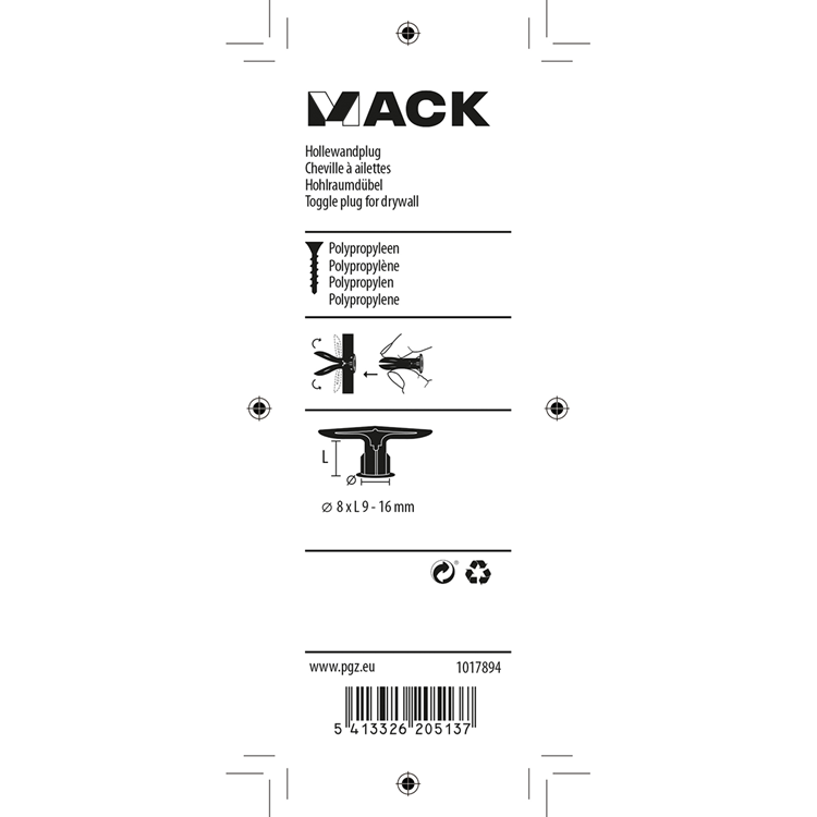 Load image into Gallery viewer, Mack 1017894 - hollewandplug nylon 4 st tb | 10 stuks
