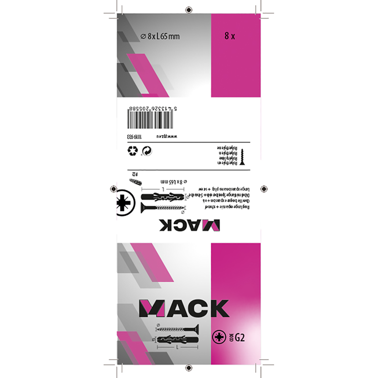 Load image into Gallery viewer, Mack 1019933 - plug lange exp.polyeth. + schr. 5x80 8 st 8 x 65 mm | 5 stuks
