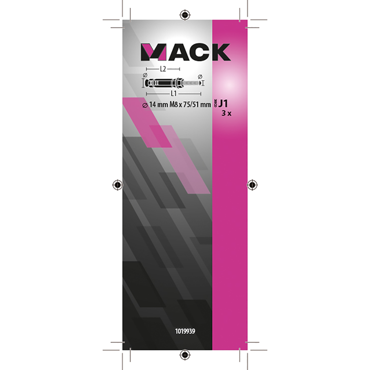Load image into Gallery viewer, Mack 1019939 - keilbout met draadst. verzinkt3 st m8x75 51mm | 5 stuks
