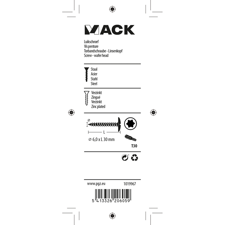 Load image into Gallery viewer, Mack 1019967 - luikschroef zwart 6,0 x 30 mm 9st | 5 stuks

