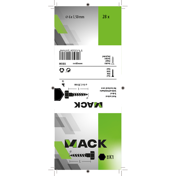 Load image into Gallery viewer, Mack 1018040 - houtdraadbout staal verzinkt 28 st 6 x 50 mm | 5 stuks
