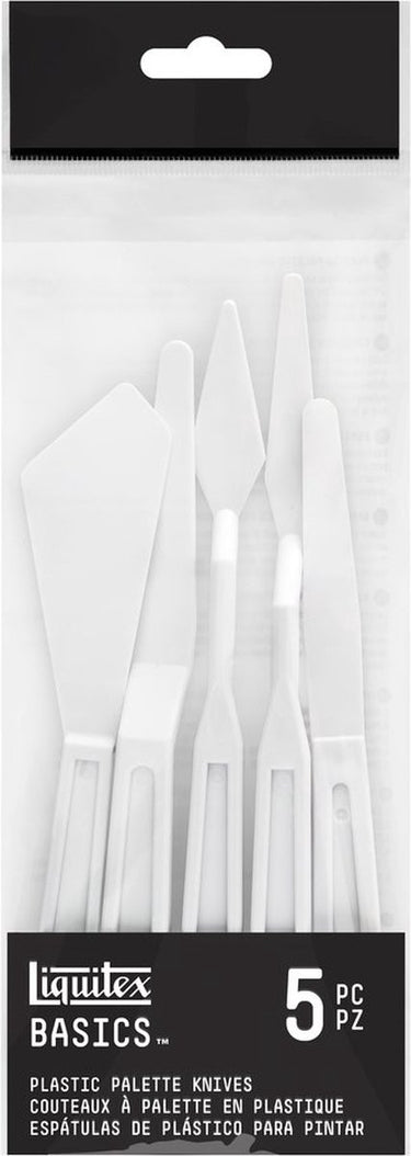 Liquitex 3699371 basics kunststof paletmessen set – 5-delig | voor impasto, acryl- olieverf - plastic schildersmessen set