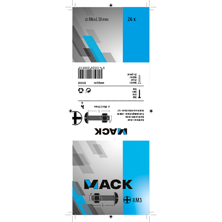 Load image into Gallery viewer, Mack 1018103 - kachelbout + moer staal verzinkt 26 st m6 x 50 mm | 5 stuks
