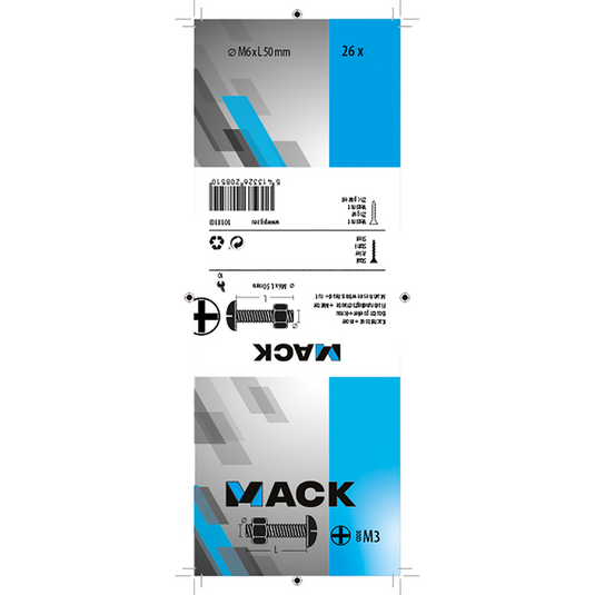 Mack 1018103 - kachelbout + moer staal verzinkt 26 st m6 x 50 mm | 5 stuks