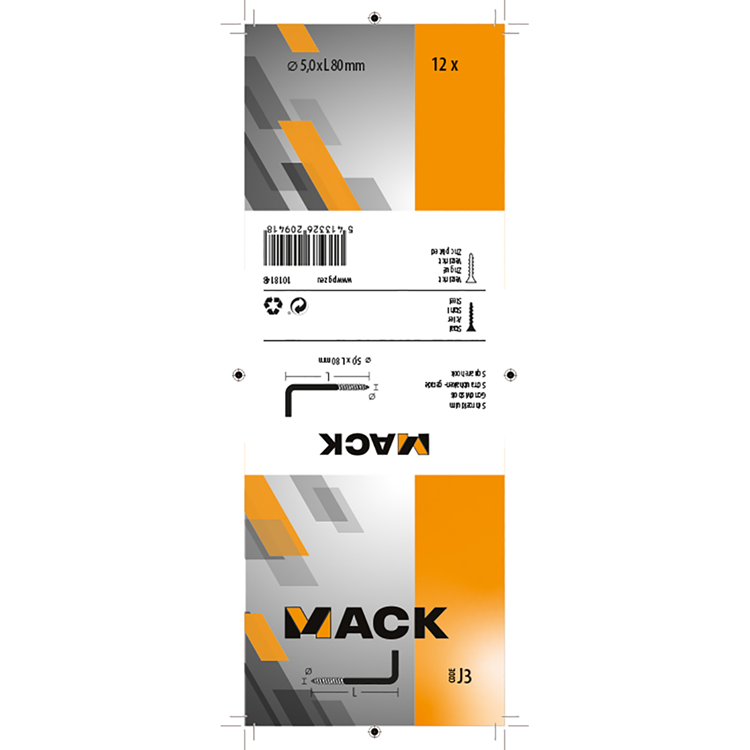 Load image into Gallery viewer, Mack 1018148 - schroefduim staal verzinkt 12 st 5,0 x 80 mm | 5 stuks

