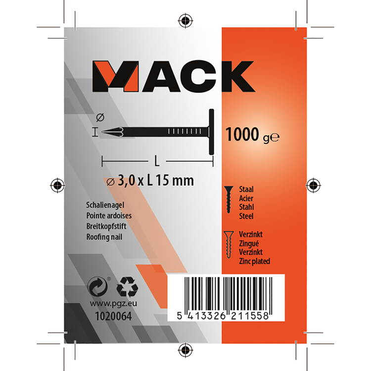 Load image into Gallery viewer, Mack 1020064 - schalienagel verzinkt 1000 gr 3,0 x 15 mm | 10 stuks
