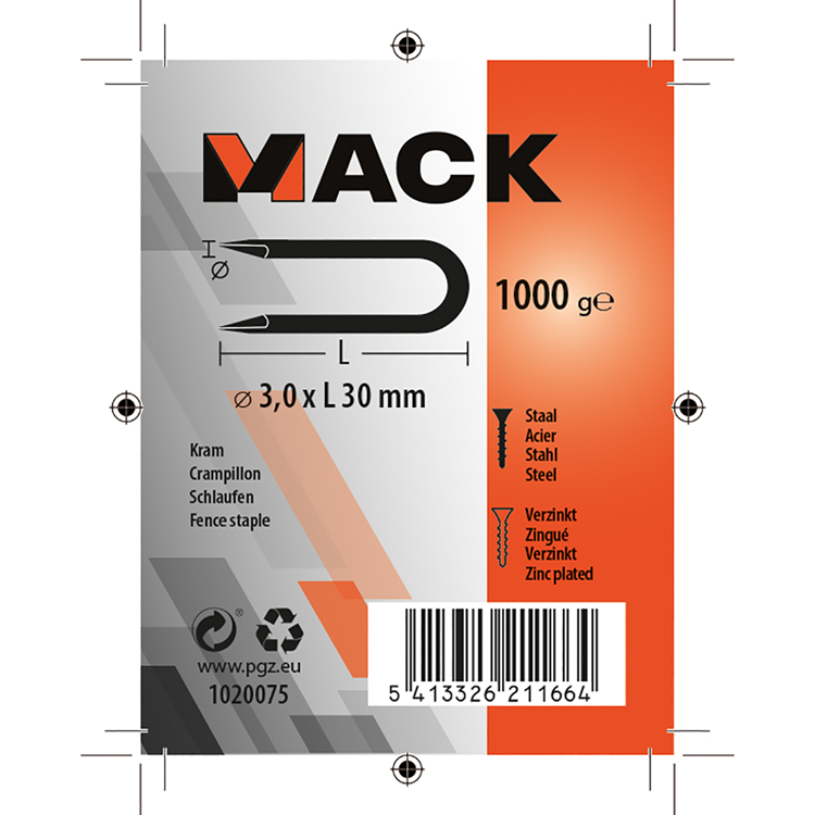 Load image into Gallery viewer, Mack 1020075 - kram verzinkt 1000 gr 3,0 x 30 mm | 10 stuks
