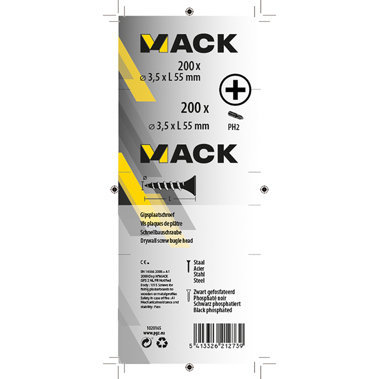 Load image into Gallery viewer, Mack 1020165 - gipsplaatschroef zwart gefosfat. 200 st 3,5 x 55 mm | 3 stuks
