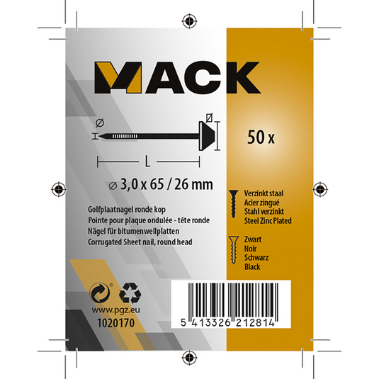 Mack 1020170 - golfplaatnagel 50 st 3.0x65 26mm | 5 stuks