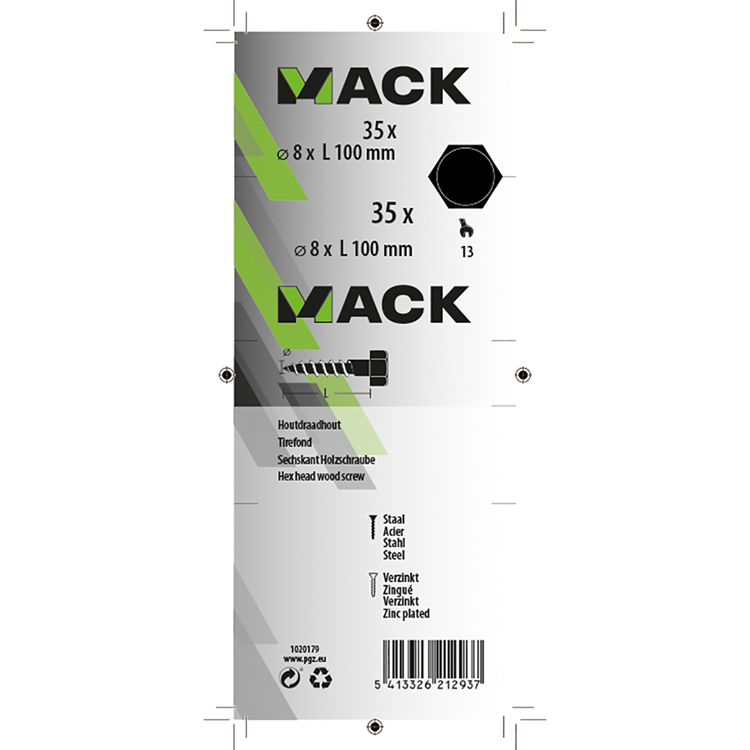 Load image into Gallery viewer, Mack 1020179 - houtdraadbout verzinkt 35 st 8 x 100 mm | 3 stuks
