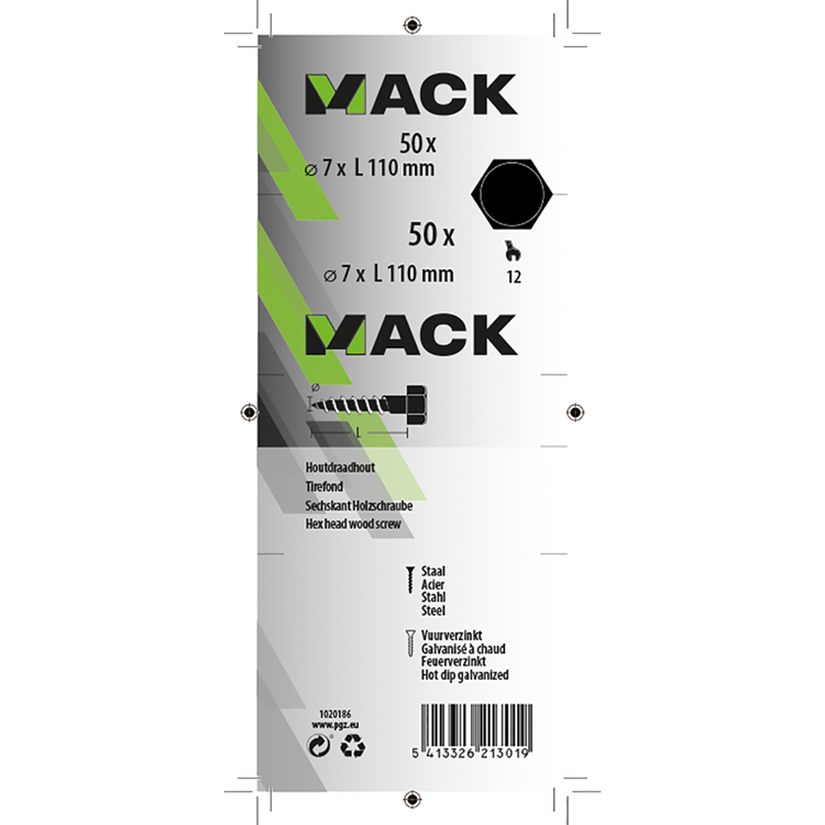 Load image into Gallery viewer, Mack 1020186 - houtdraadbout vuurverzinkt 50 st 7 x 110 mm | 2 stuks
