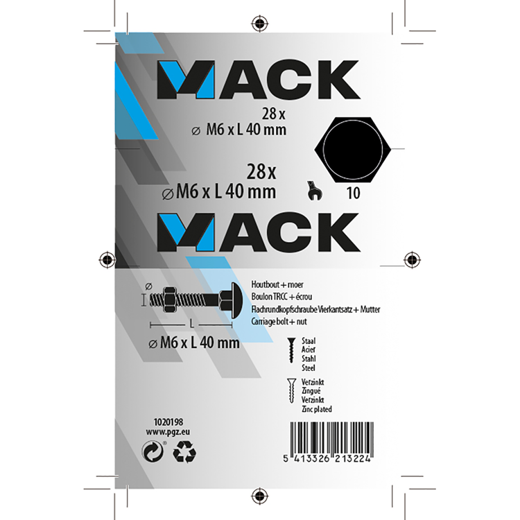 Load image into Gallery viewer, Mack 1020198 - houtbout + moer verzinkt 28 stm6 x 40 mm | 5 stuks
