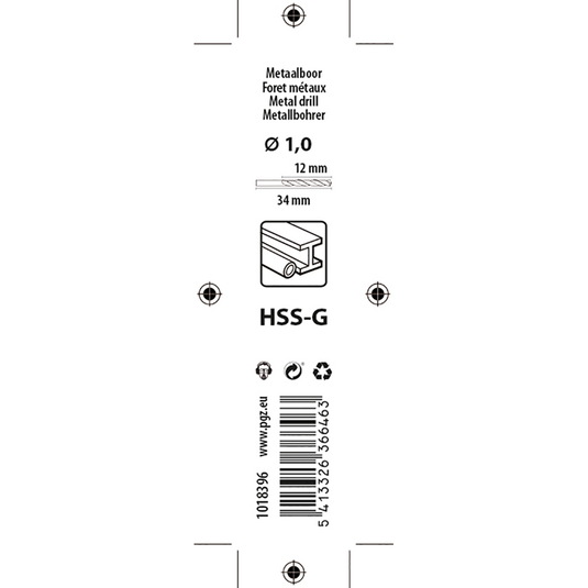 Mack 1018396 - metaalboor hss g din 338 ø 1,0 x 34 mm 2st | 5 stuks