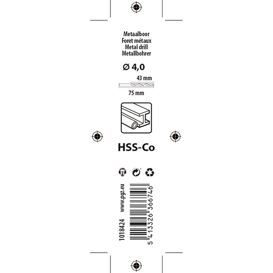 Mack 1018424 - metaalboor hss co5% din 338 ø 4,0 x 75 mm | 5 stuks